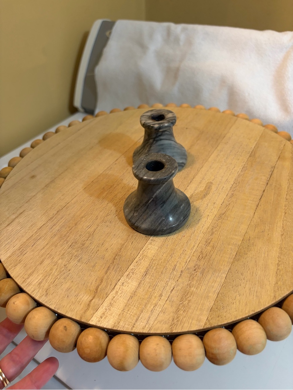 Gray Marble Taper Candle Holders Set - Pair - Picture 3 of 7